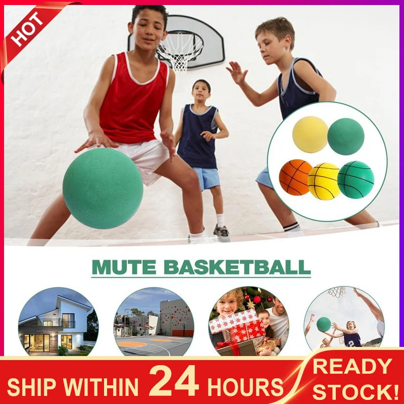 Size 7 Mute Bouncing Ball 24cm Indoor Silent Basketball Outdoor Foam Toys Baby Silent Bounce Football Children Sports Balls