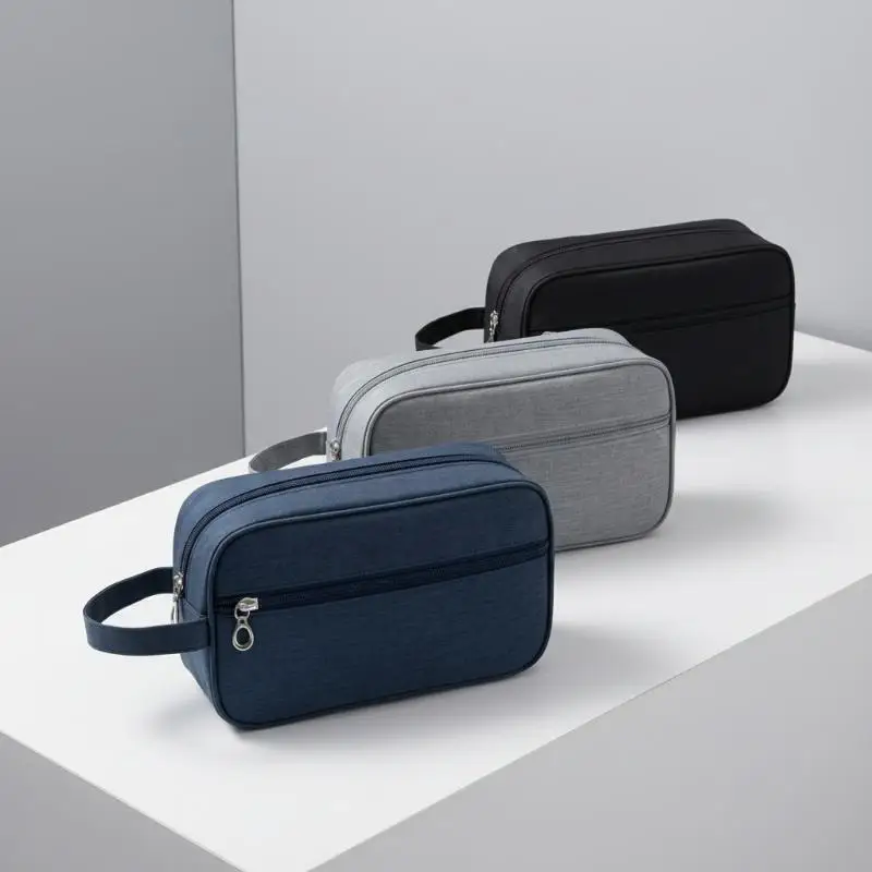 Borsa da viaggio per cosmetici da uomo, organizer da toilette in tela, custodia impermeabile per trucchi da donna, beauty case, pochette da viaggio - immagine 5