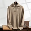 Autumn and Winter New Collection (100% Cashmere) Men's Casual Thick Ingot Needle Navy Collar Temperament Sweater for Men 2