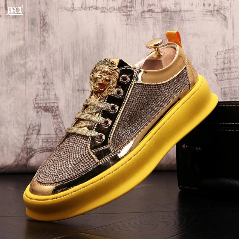 Luxury Rhinestones Men Sneakers Hip-hop Casual Trainers Shoes