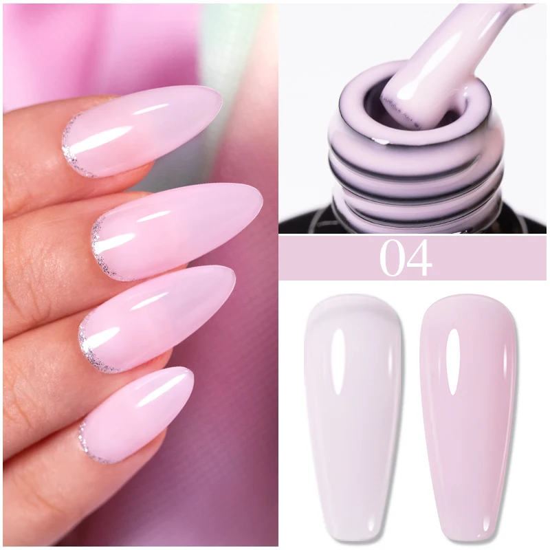 AWStorG 반투명 젤리 누드 젤, 핑크 컬러 유백색 흡수, UV LED, 다채로운 네일 아트 젤 바니시, 7.5ml