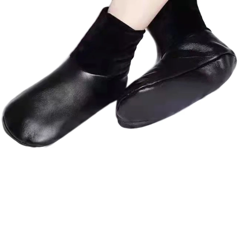 Wasserdichte PU-Leder-Slipper-Socken für Damen und Herren, Winter, warm, mit Fleece gefüttert, Beinwärmer