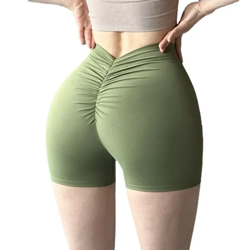 

V Back Yoga Shorts Scrunch Butt Sport Leggings Cycling Fitness Tights Seamless Peach Hip Lift Shorts High Waist Gym Activewear