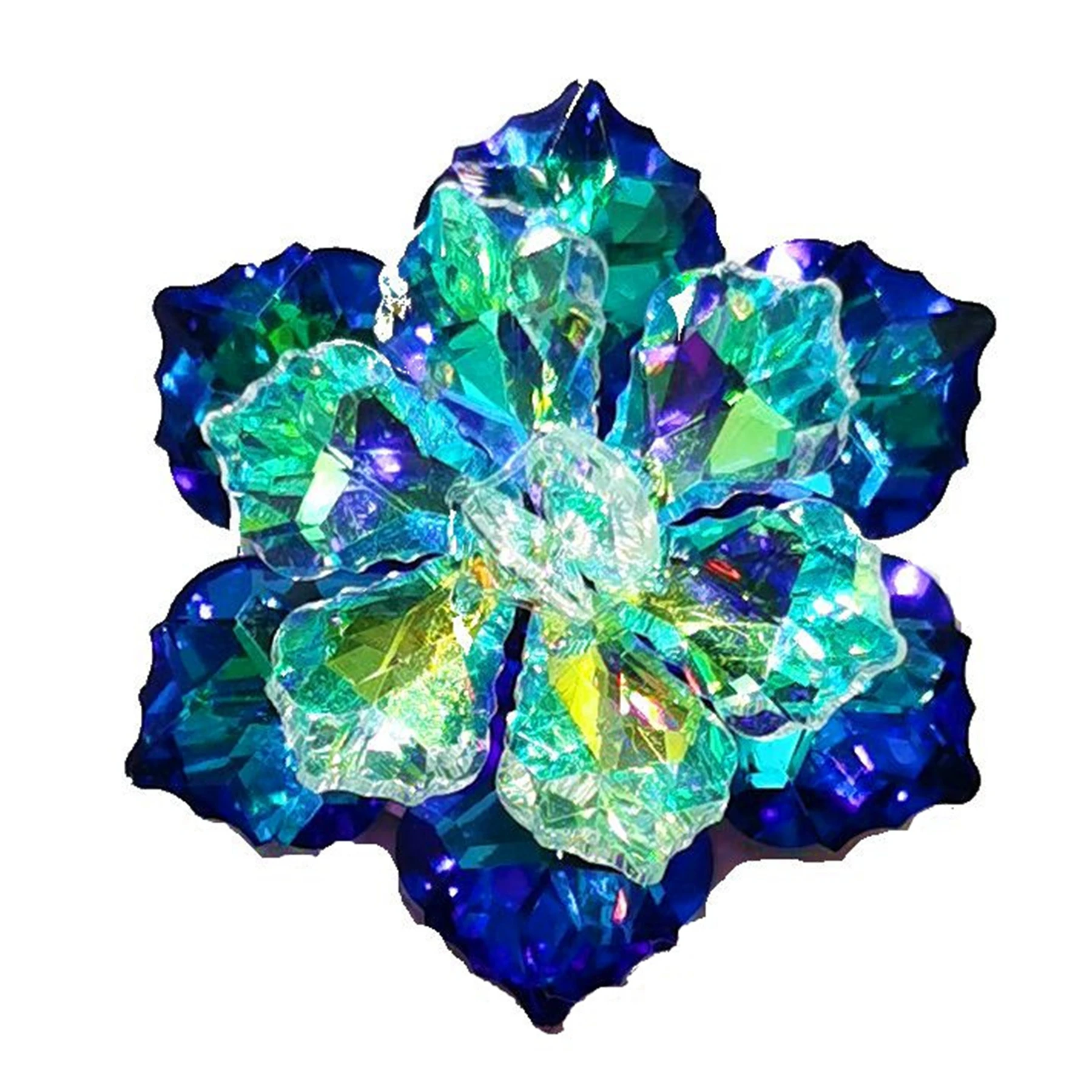 

Gorgeous Two-Tiered Green Rainbow AB Colored Vitrail Crystal Flower Brooches Columbine Floral Pins for DIY Project Event Decor