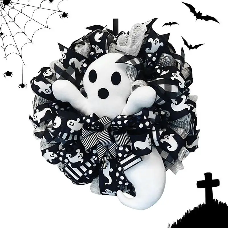 

Венок в виде призрака на Хэллоуин, венок в виде сердца, милый венок на Хэллоуин, украшения, жуткий висячий призрак, кукла, аксессуар