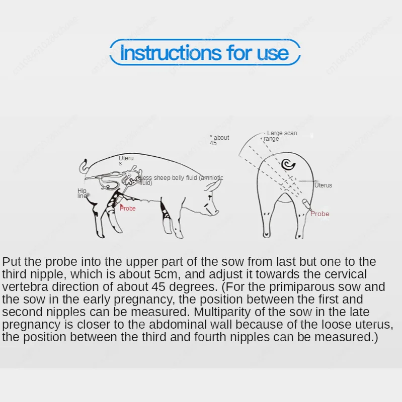1800A Portable veterinary ultrasound scanner for animal pregnancy test, suitable