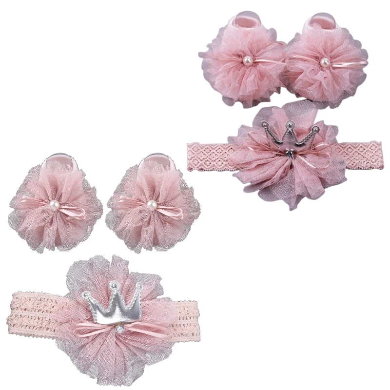 

A2ES Newborn Floral Hair Band Socks Set Bow Hairband for Baby Party Headbands Infant Bowknot Headband Photo Props