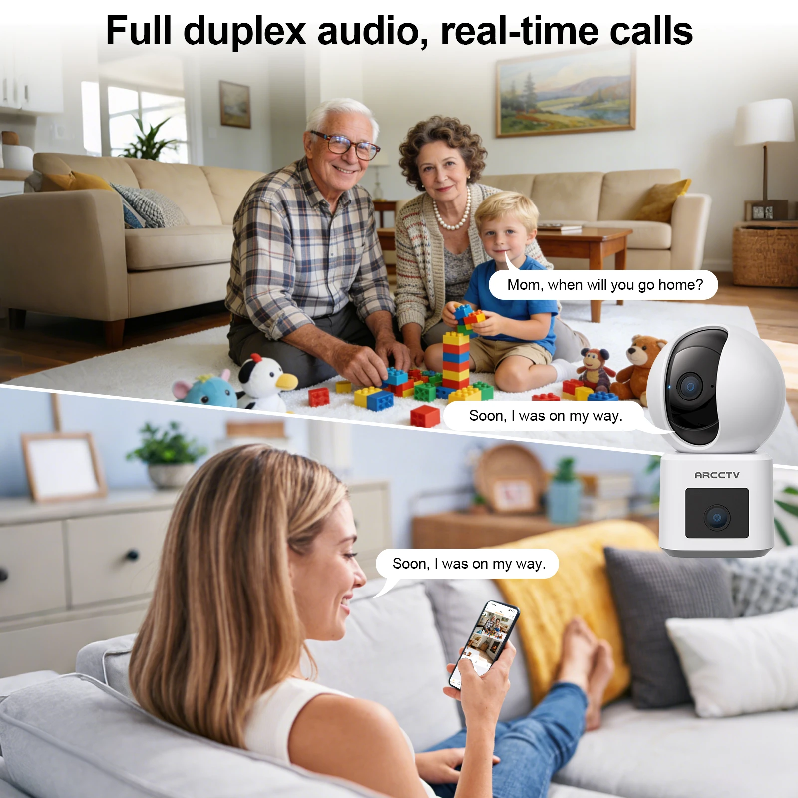 ARCCTV 4MP Dual Lens WiFi Surveillance Camera HD Two Way Talk IR Night Vision Security Wireless Camera 360° View Auto Tracking 6