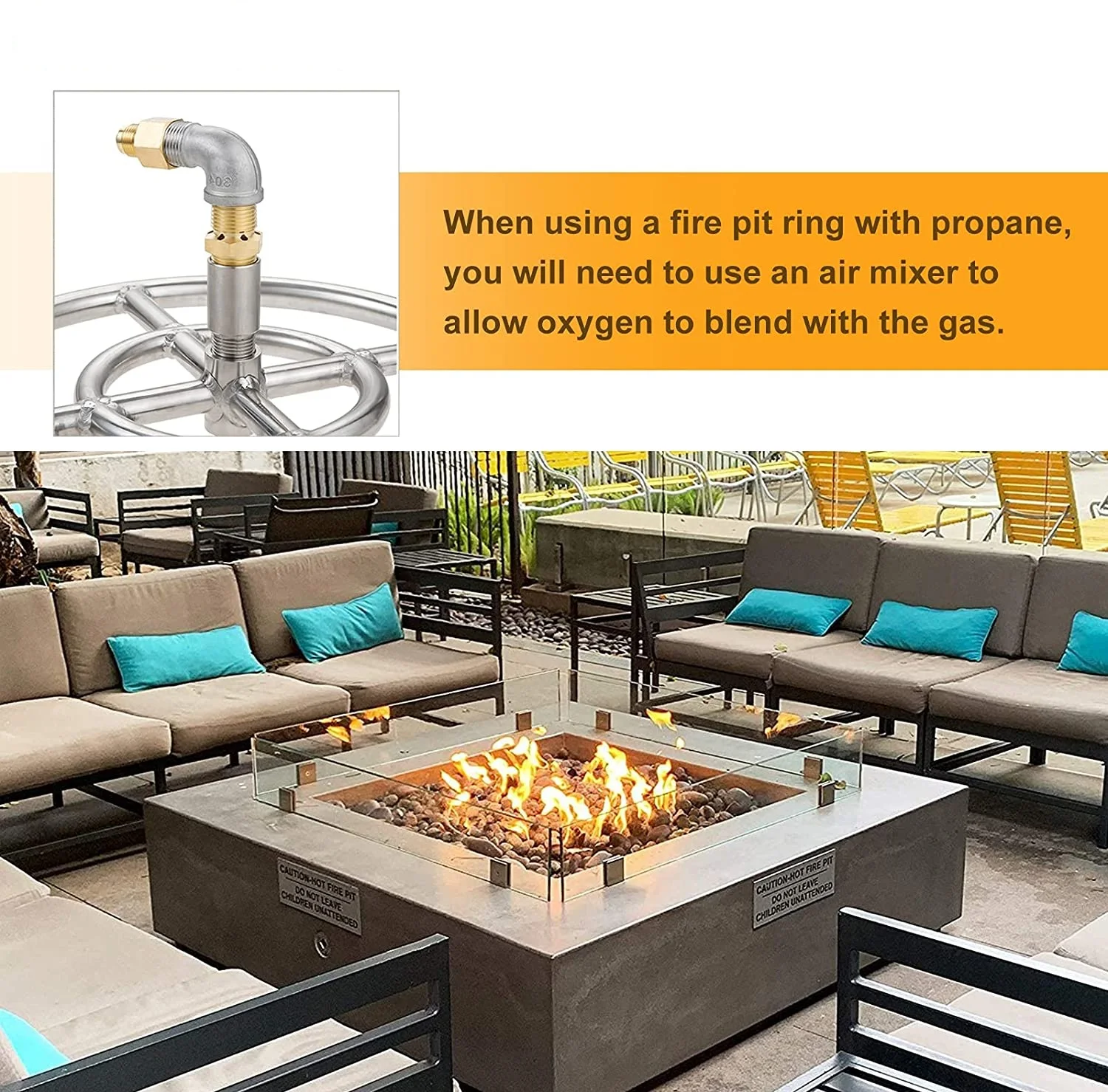 Grill Burner Tubes 12 Inch Gas Propane Fire Pit Ring Burner with 159K BTU Valve 2-Rings for Gas/Propane/NG Fire Pit 304 Stainless Steel Replacement