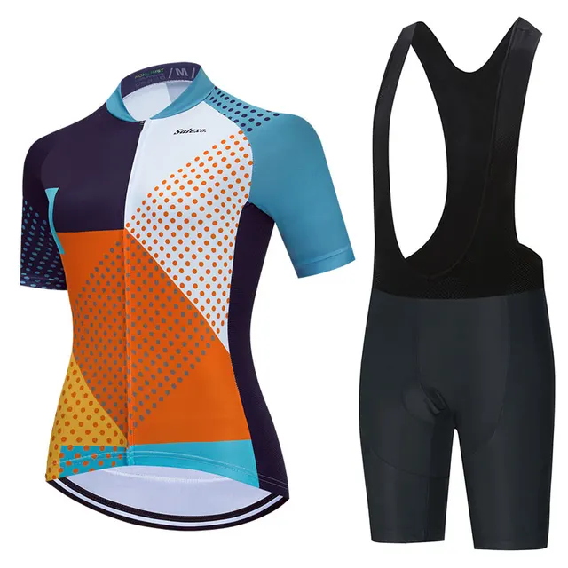 2023 Salexo Women Cycling Jersey Short Sleeve Set Summer Maillot 19D Bib Shorts Bicycle Clothes Sportwear MTB Cycling Clothing 4