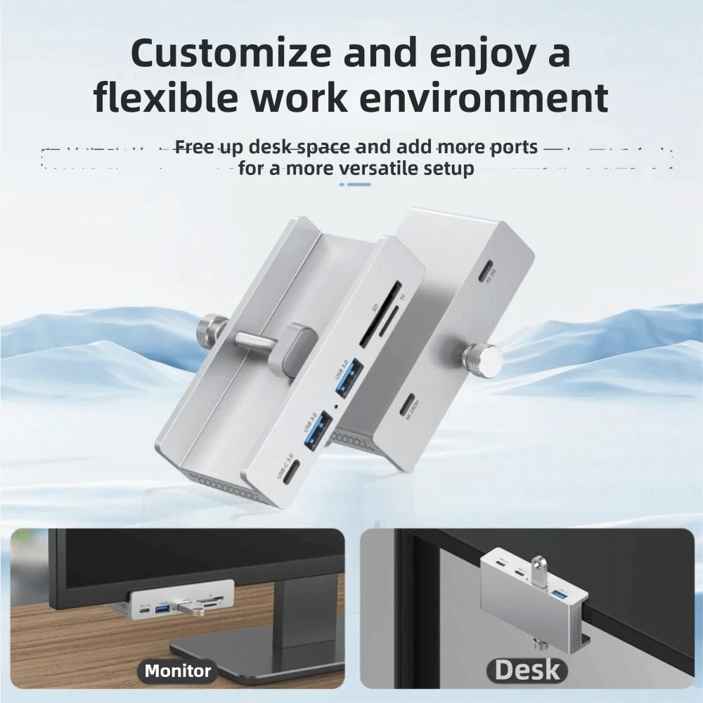 클립 디자인 USB3.2/3.0/2.0 USB 허브 클램프 전원 공급 장치 5Gbps 고속 허브 범용 외부 확장 도크 데스크탑 PC