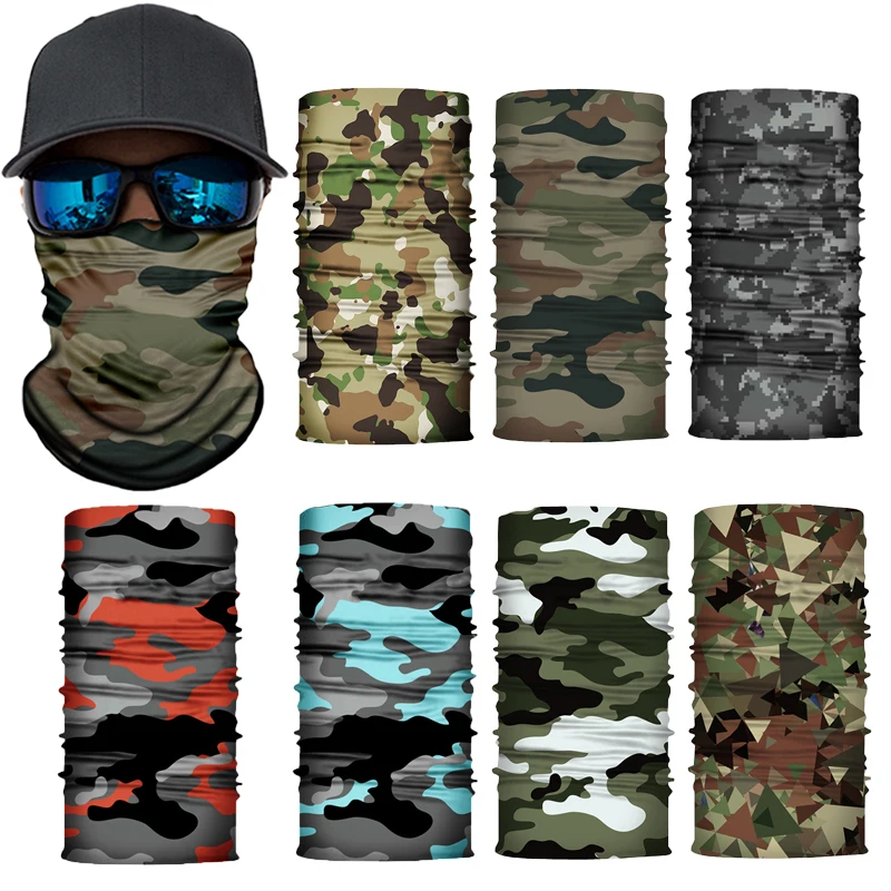 Camouflage Cycling Face Mask Tactical Military Scarf Neck Gaiter Men Seamless Bandana Women Headband Balaclava Tube Face Shield 1