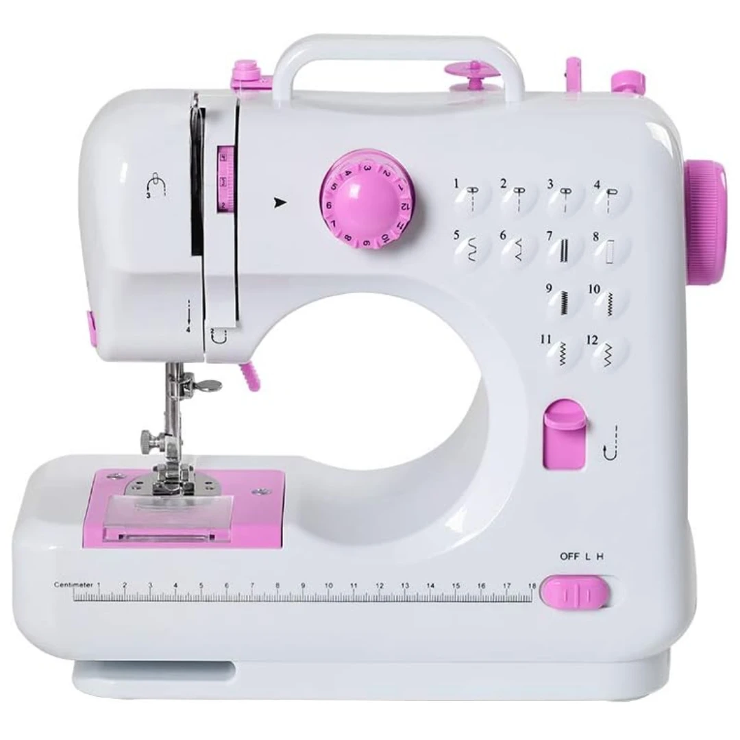 

Pink 505 Portable Sewing Machine Double Speeds for Beginner and Kids，Sewing Machine with Reverse Sewing and 12 Built-In Stitches