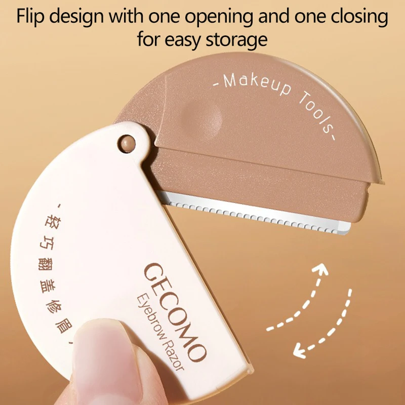 Round Folding Eyebrow Trimming Knife Stainless Steel Blade Shaver Portable Eye Brow Hair Removal Eyebrow Cutting Makeup Tool