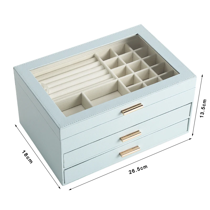 Organizer Display Jewelry Box Portable Travel Luxurious S/M/L 3Layers Jewelry Gift Boxes Jewelry Button PU Storage Jewelers Case