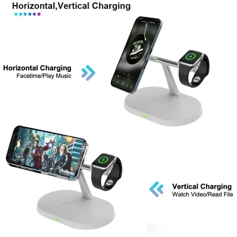 3 in 1 100W Magnetic Wireless Charger Stand For Magsafe iPhone 16 15 14 13 12 Apple Watch 8 7 Airpods Pro Fast Charging Station