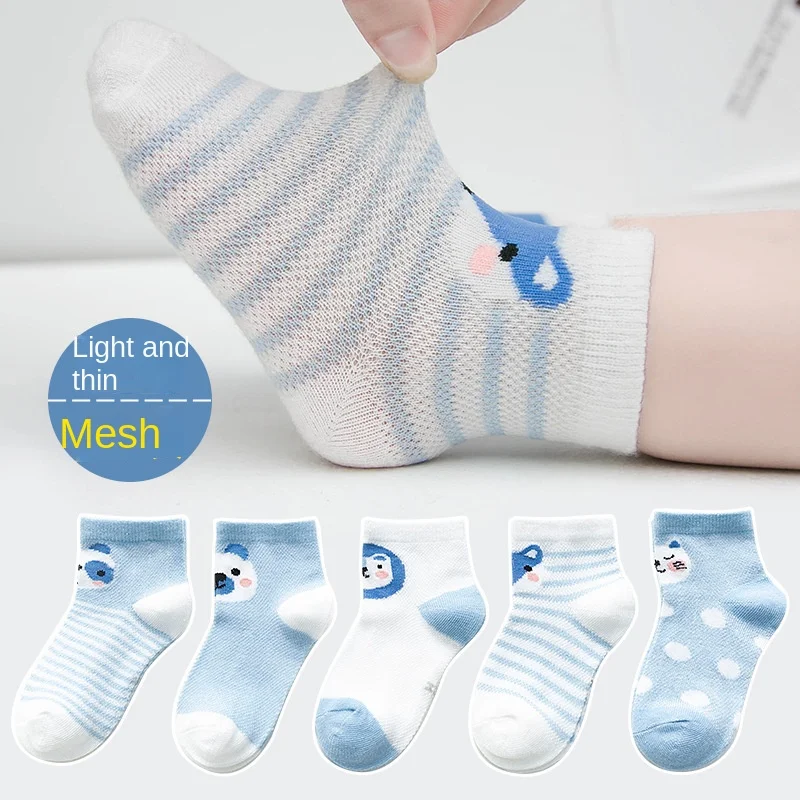 Chaussettes en maille de coton pour bébé, chaussettes mignonnes pour nouveau-né, vêtements pour tout-petits, accessoires pour garçons, filles, 1-12 ans, lot de 5 paires