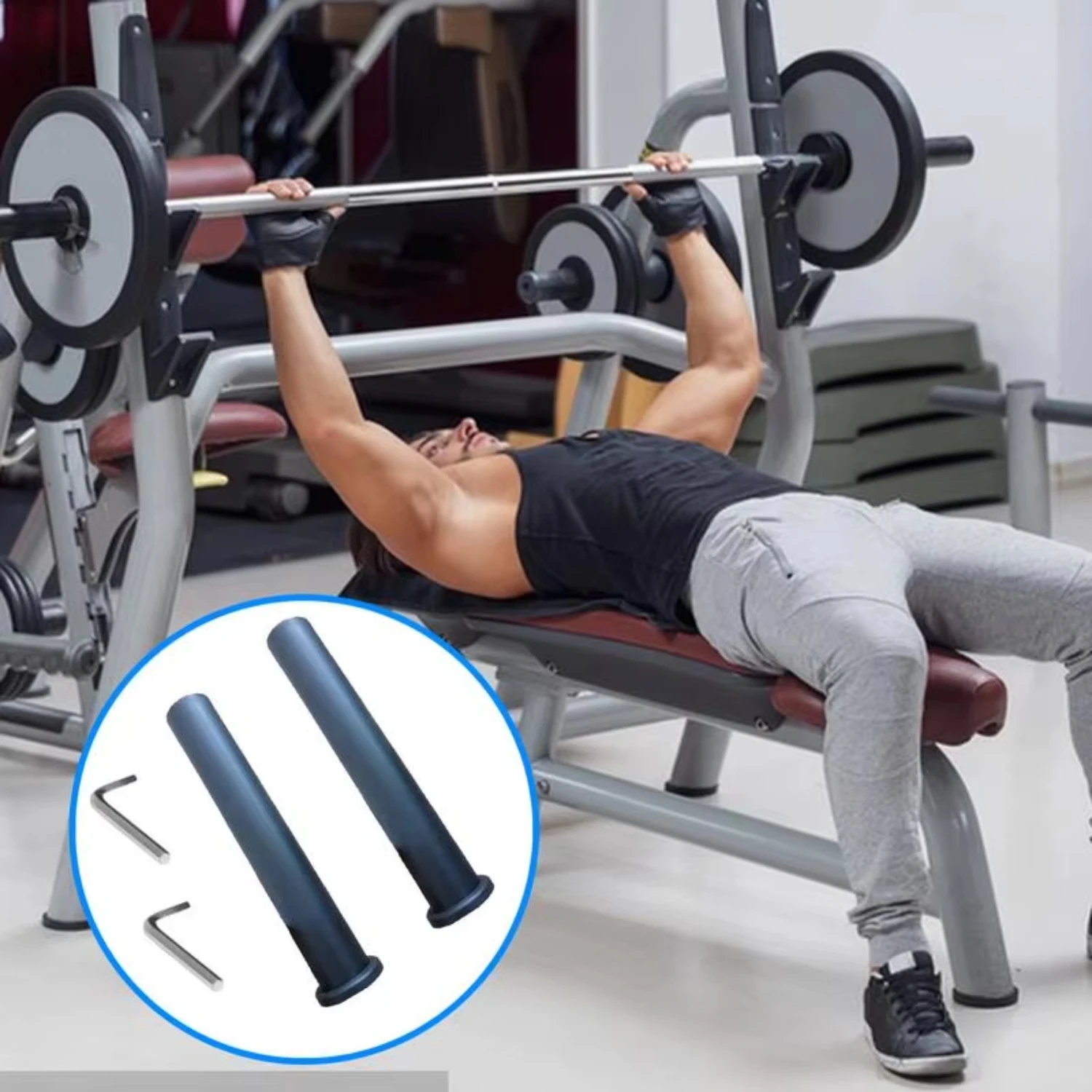 Barbell Sleeve 2pcs Dumbbell Adapter Weightlifting Converts 1 Weight Plate Posts To 2 Weight Plate Posts Grip