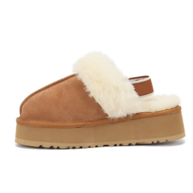 

Winter Brand Plush Cotton Slippers Women Flats Shoes 2023 New Fashion Platform Casual Home Suede Fur Warm Slingback Flip Flops