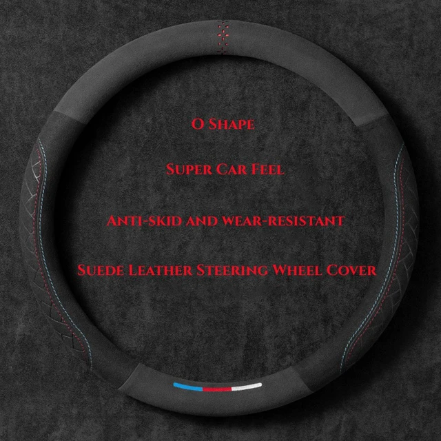 Car Steering Wheel Cover Wrap Suede Leather Breathable Anti Slip Universal 37-38cm Steering Covers Decoration Car Accessories 1