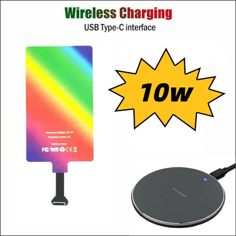 

15W Qi Wireless Charger Pad+10w Type-c Receiver For Samsung Galaxy A03S A13 A23 A33 A53 A73 5G