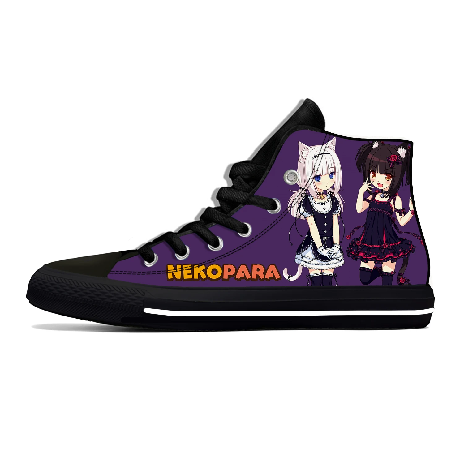 

Nekopara Chocola Ванильная легкая ткань 3D печать забавные модные высокие холщовые туфли мужские женские повседневные дышащие кроссовки