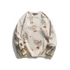 Autumn Winter Pullover Sweaters for Men Cartoon Goose Print Casual Loose Round Neck Knitwear Couple Oversized Knitted Sweater 3