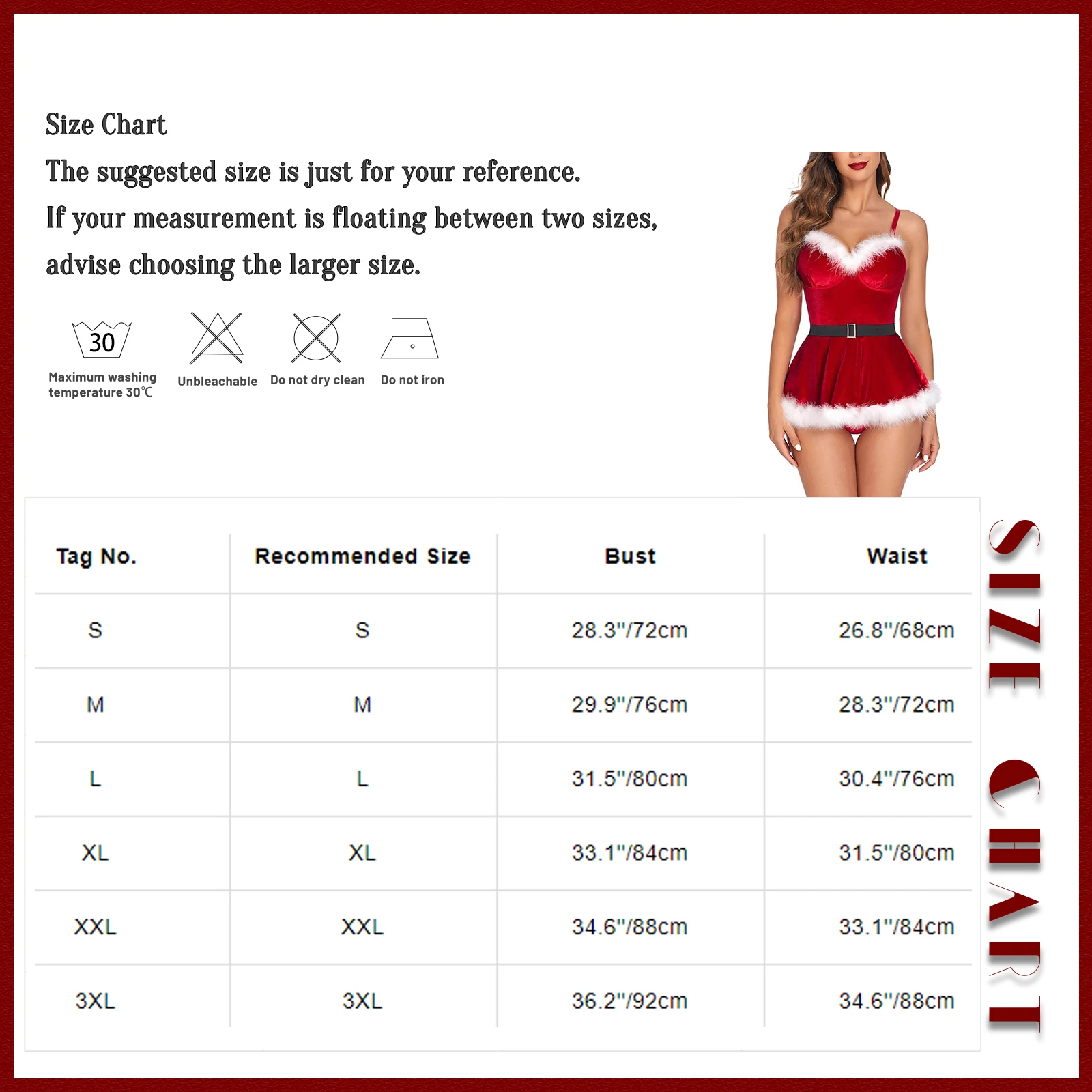 thumbnail image 1 of Disfraces de Navidad de Papá Noel para mujer, disfraces de Cosplay de terciopelo, adorno de plumas de felpa, vestido con cuello en V y bragas con cinturón, ropa de dormir para discoteca, 1 of 5