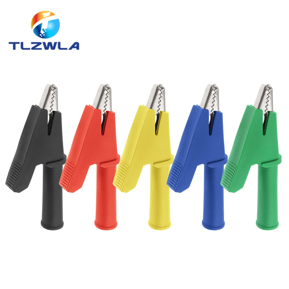 5PCS 순수 구리 절연 테스트 악어 클립 10MM 오프닝 4MM 잭 안전 악어 ..