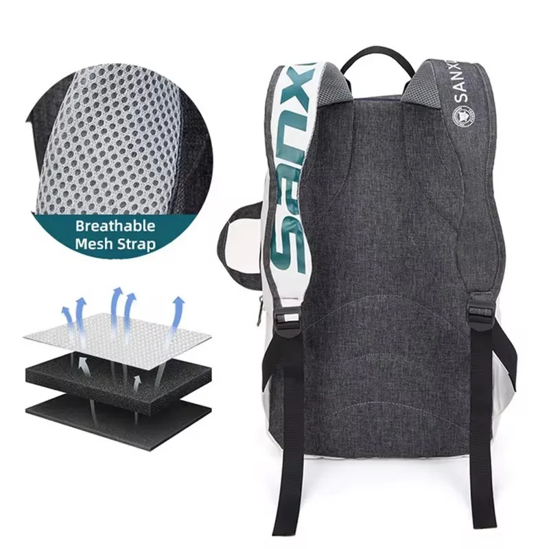 Multifunctional Foldable Tennis Racket Backpack Squash Badminton Racket Carry Tote Bag Men's Women's Large Capacity Sports Bag