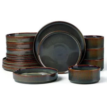 Ribbed Stoneware Dinner Set 1