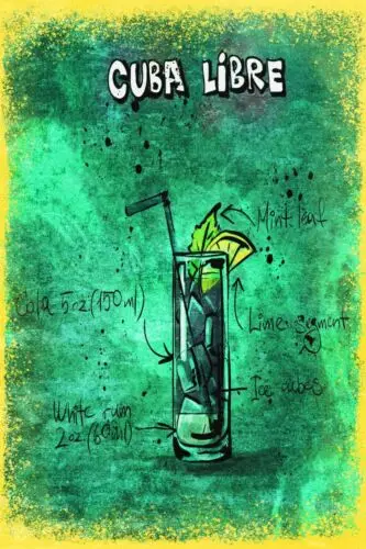 Тропический коктейльный рецепт на винтажном ретро стиле с металлическим знаком