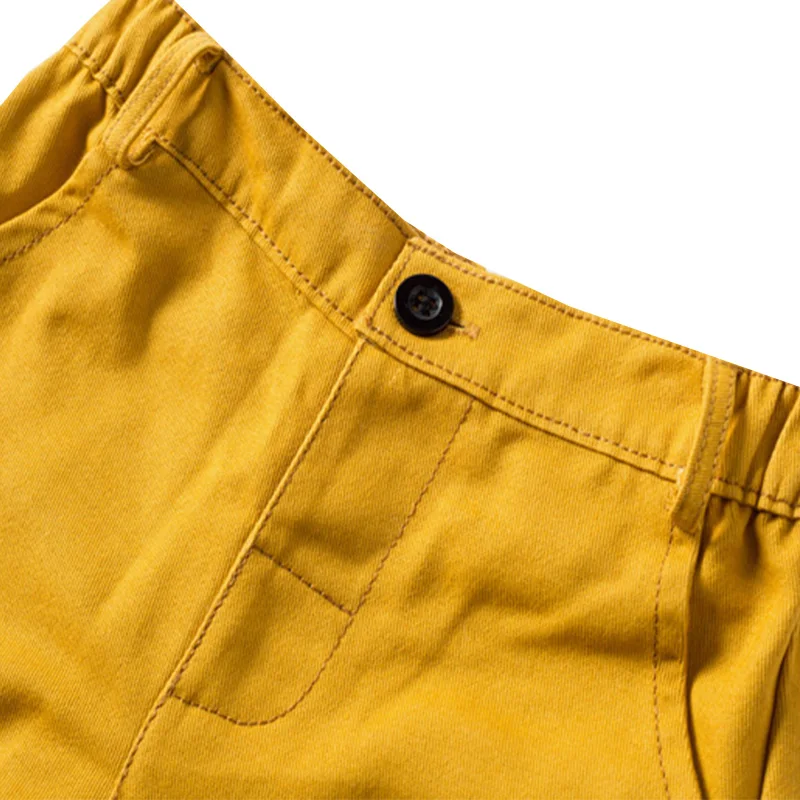 Boys Shorts Newborn Daily Shorts for 1-6Y Boys Fashion Yellow +White Shorts With Belt 2 PCS Suit For Birthday Party For Casual Outfit