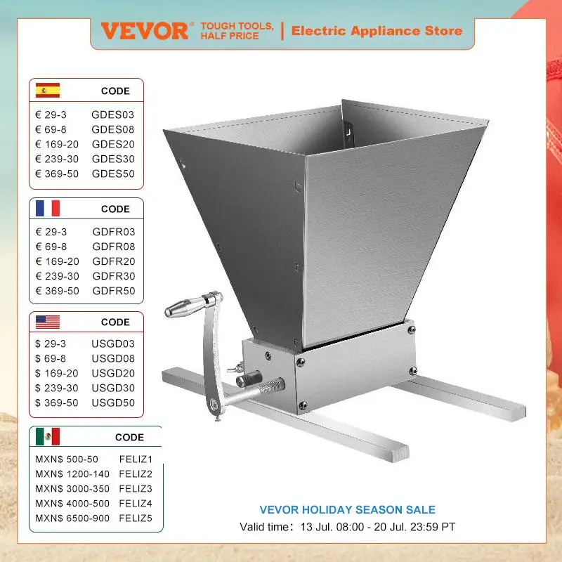 VEVOR2RollerBarleyCrusherManualGrainMillGrinderCrusherWith