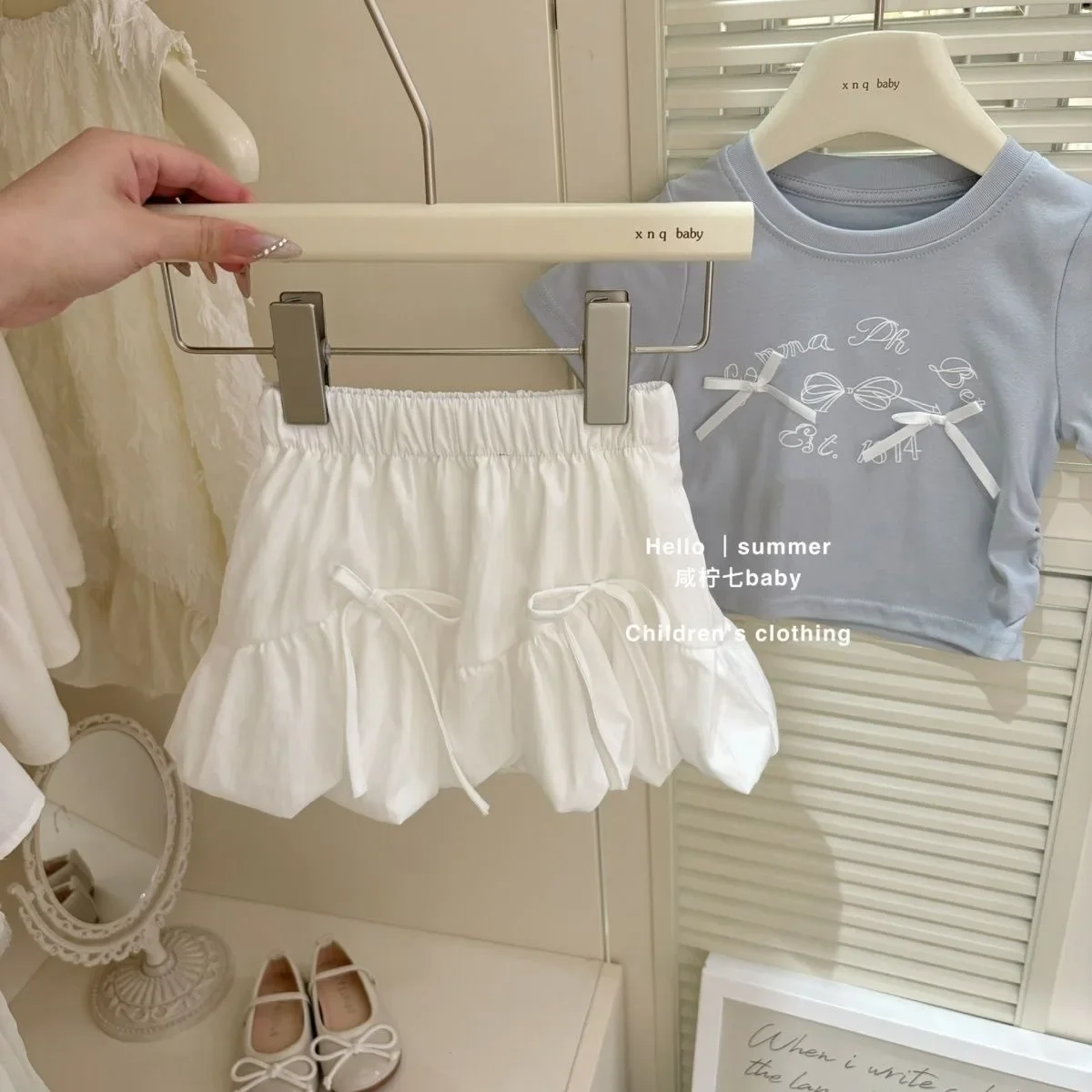 아동 의류 세트 Petite Marquisette Jacket 분리형 보우 + 꽃 반바..