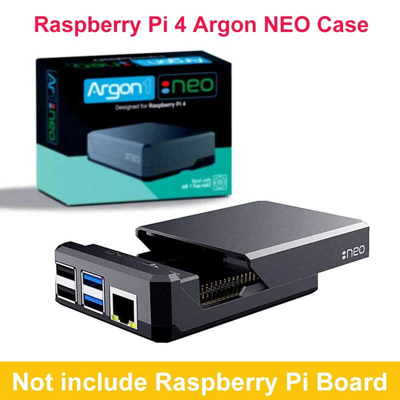 Raspberry Pi 4 Argon NEO Case Aluminum Metal Shell Enclosure Sliding  Magnetic Cover Passive Cooling for Raspberry Pi 4B - AliExpress