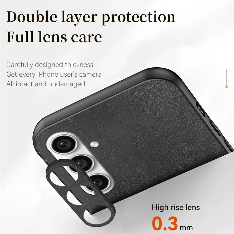 Luxury Matte Sheepskin Leather Phone Case - Elegant Back Cover