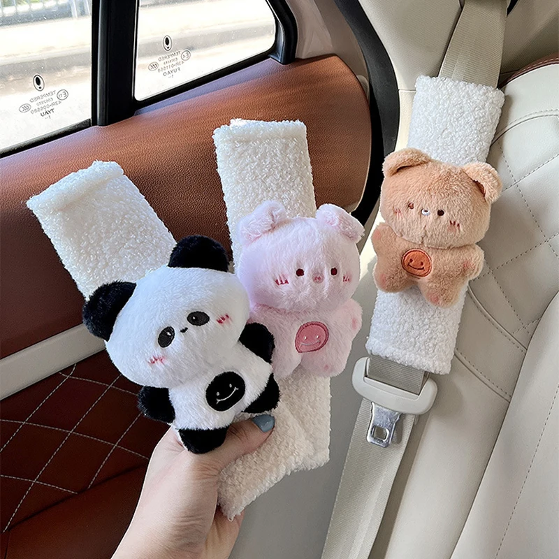 

Universal Car Seat Belt Shoulder Cover Female Cute Plush Doll Rabbit Bear Insurance with Protective Cover Interior Decoration