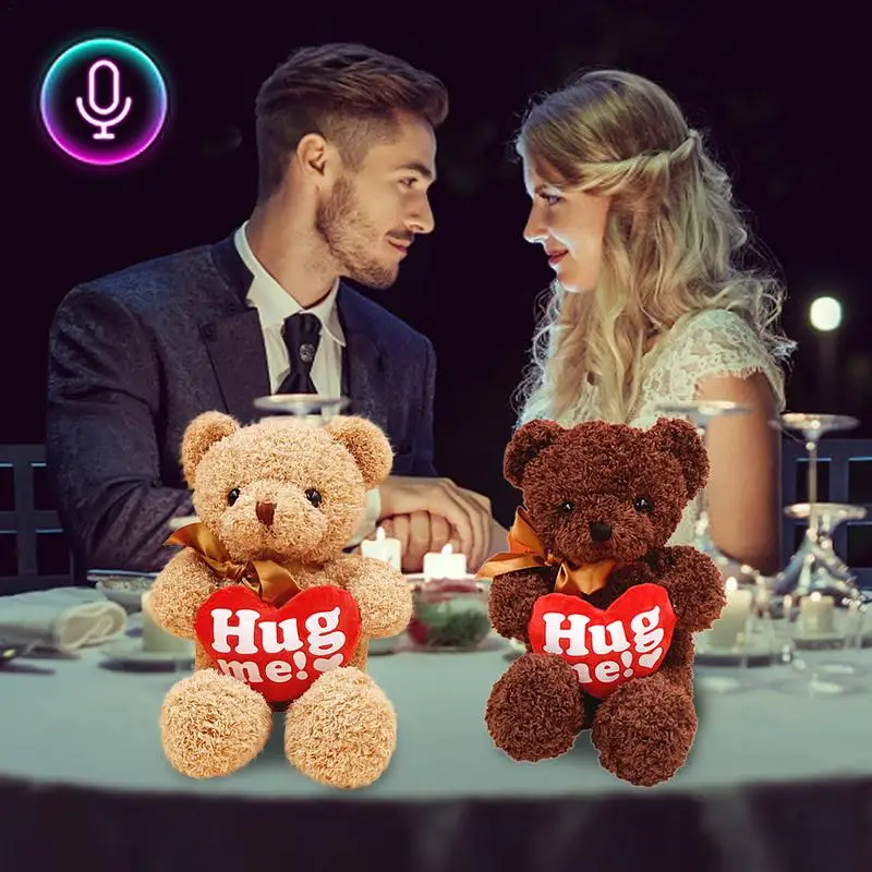 

Romantic Plush Bear Stuffed Heart Bear 60 Second Recording Talking Toy Girls Birthday Party Valentines Day Gift