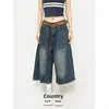 Summer Men's Loose Straight Leg Jeans Shorts Grey Black Versatile Wide Leg Seven Parts Pants Drapey Style Casual Comfortable
