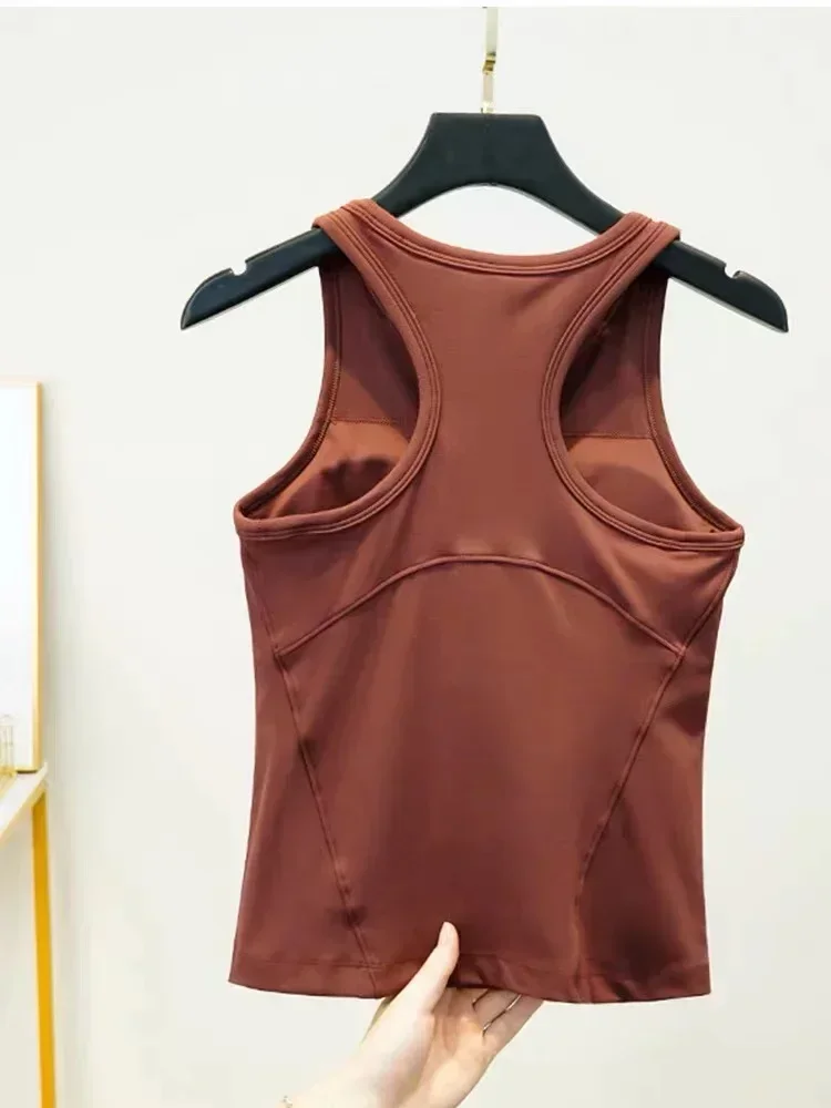 

Lulu Women's Waist-Length Racerback Tank Top Buttery-soft Four-way Stretch Tight Fit Yoga Shirts Summer Breathable Sports Vest