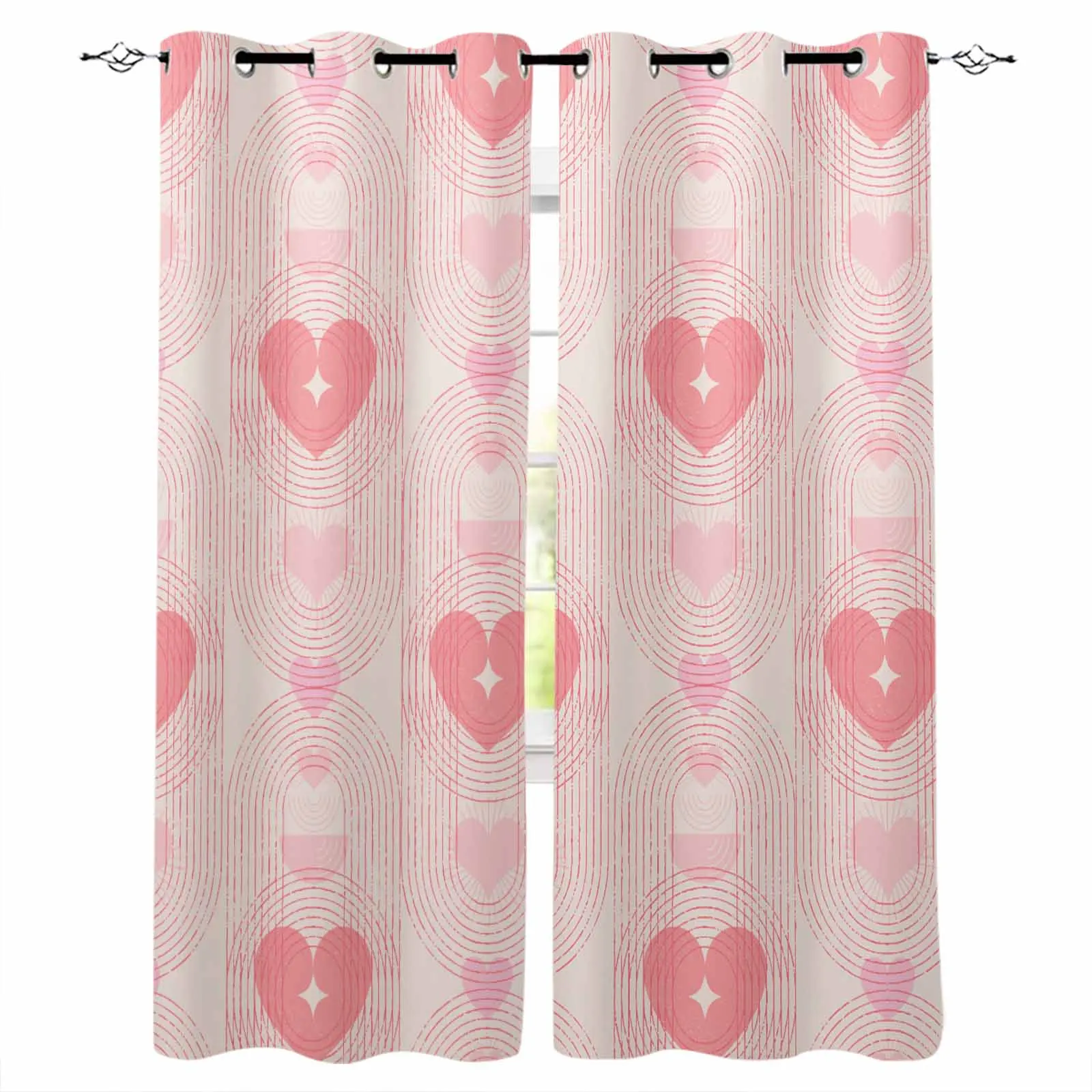 

Valentine'S Day Love Simplicity Bohemia Modern Window Curtains for Living Room Home Decor Drapes Bedroom Hotel Window Panels