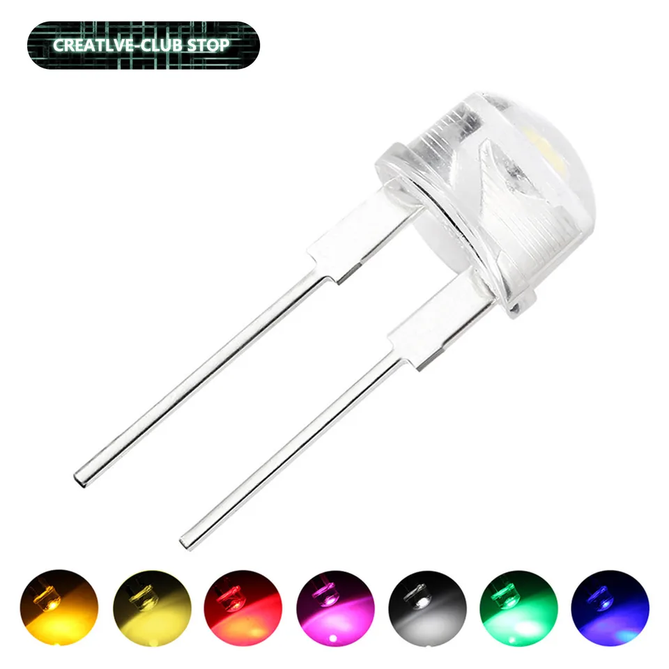 FACSER 10Pcs 5mm F5 Piranha LED Bianco Rosso Verde Ambra Chiaro 5mm