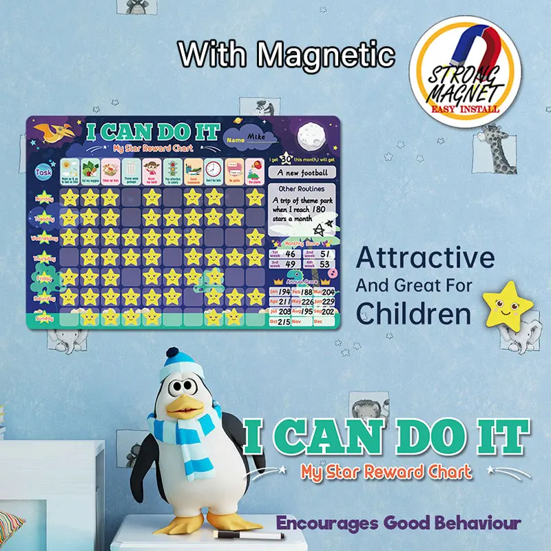 Preschool Toys Children English Magnetic Reward Chart Good Habits To Develop Time Activity Schedule Refrigerator Stickers Games 2