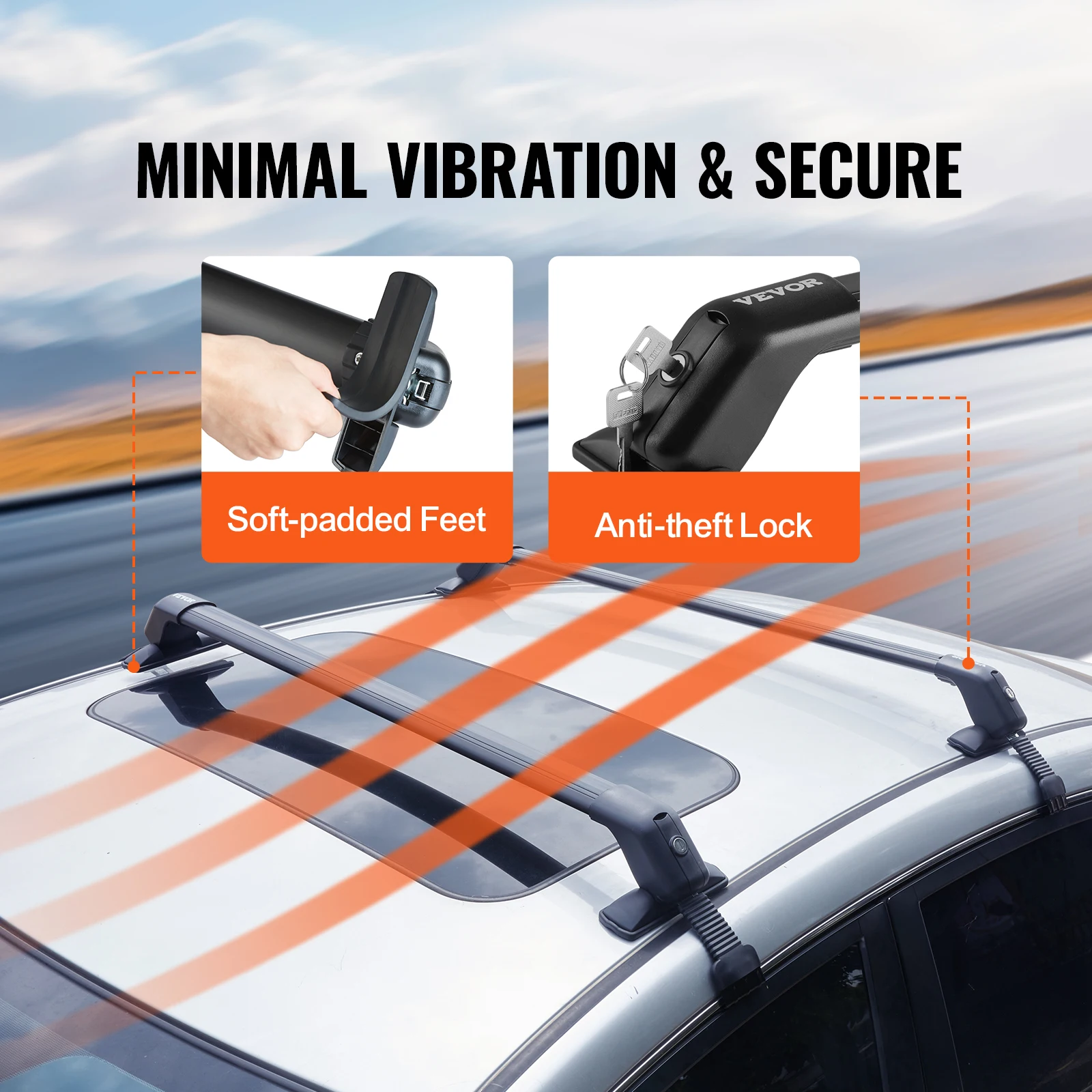 Car Roof Rack Strap 155lbs Universal Aluminum Roof Rack Crossbars Adjustable with Lock for SUV & Vans Car Exterior Parts