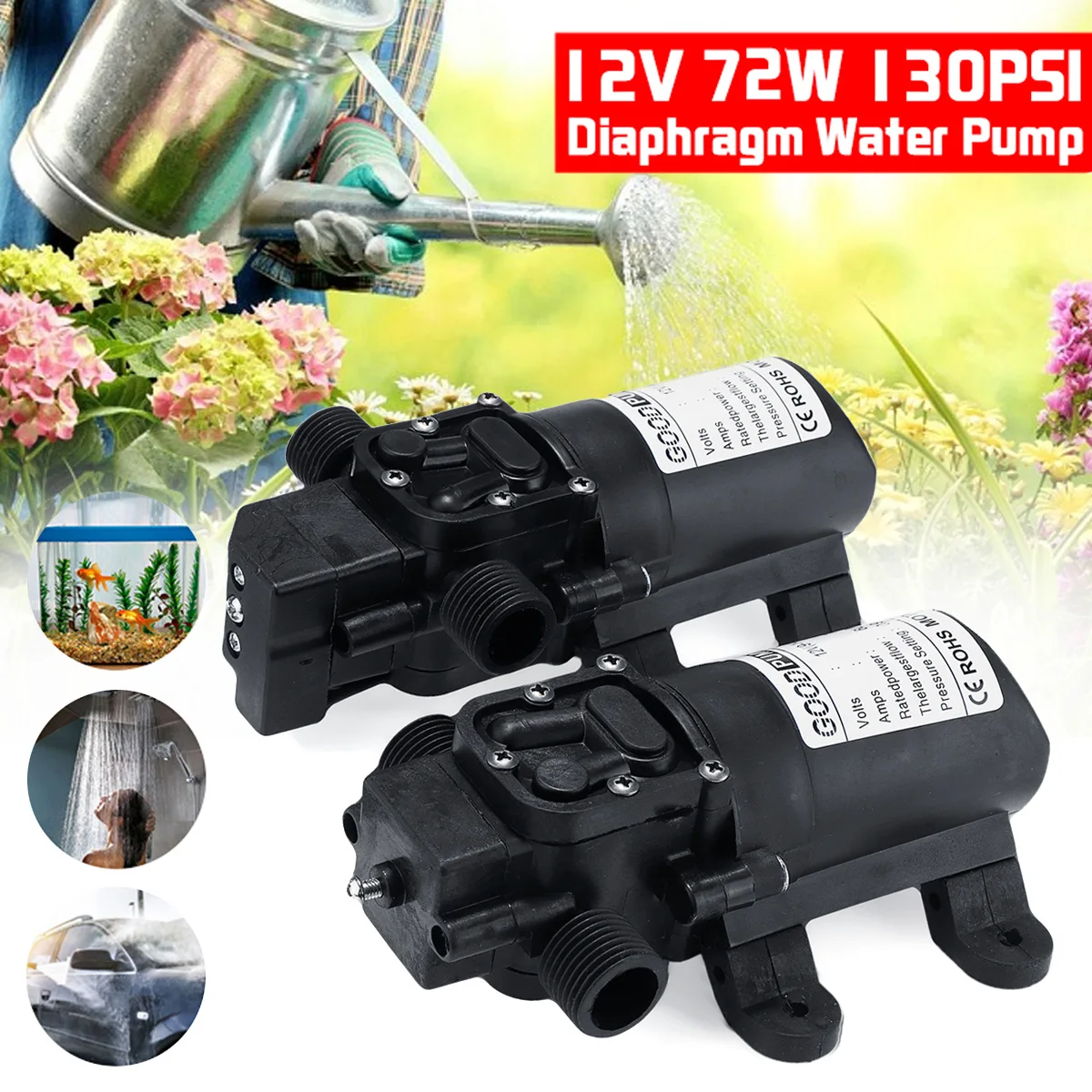 DC12V130PSI6LMinWaterHighPressureDiaphragmSelfPrimingPump