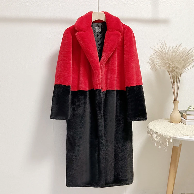 2023 Winter Women High Quality Mink Fur Coat Long Lapel Faux Fur Jacket Fluffy Luxury Artificial Fur Jacket Female Overcoat