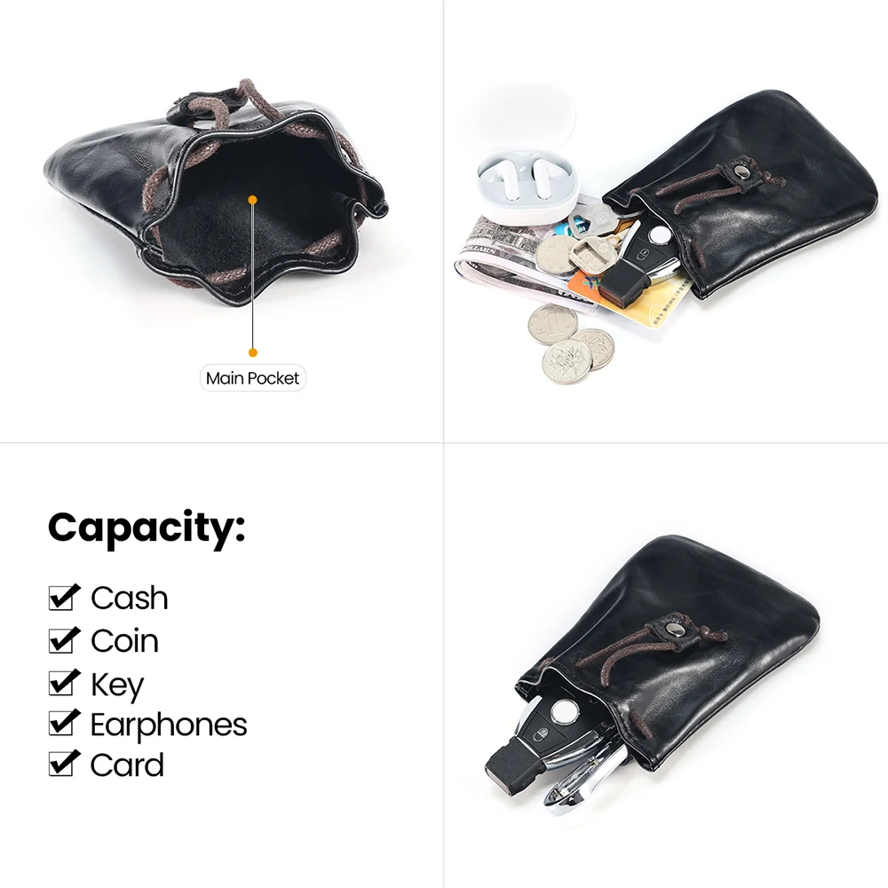 JOYIR Male Genuine Leather Coin Purse For Men Women Slim Wallets Card Holder Casual Mini Storage Bag
