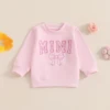 Citgeett Autumn Family Matching Kids Girls Sweatshirt Long Sleeve Letter Bow Print Pullover Mom Pink Fall Clothes 2