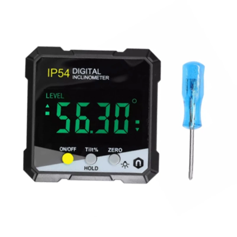 LCD 백라이트 각도기 경사 계량기 각도 눈금자 단면 전자 각도계, IP54 4X90 ° 디지털 경사계